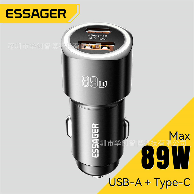 ESSAGER Leader Series 89W Super Flash Charger A + C Car Charger PD + QC3.0 โทรศัพท์มือถือในรถยนต์ Fa