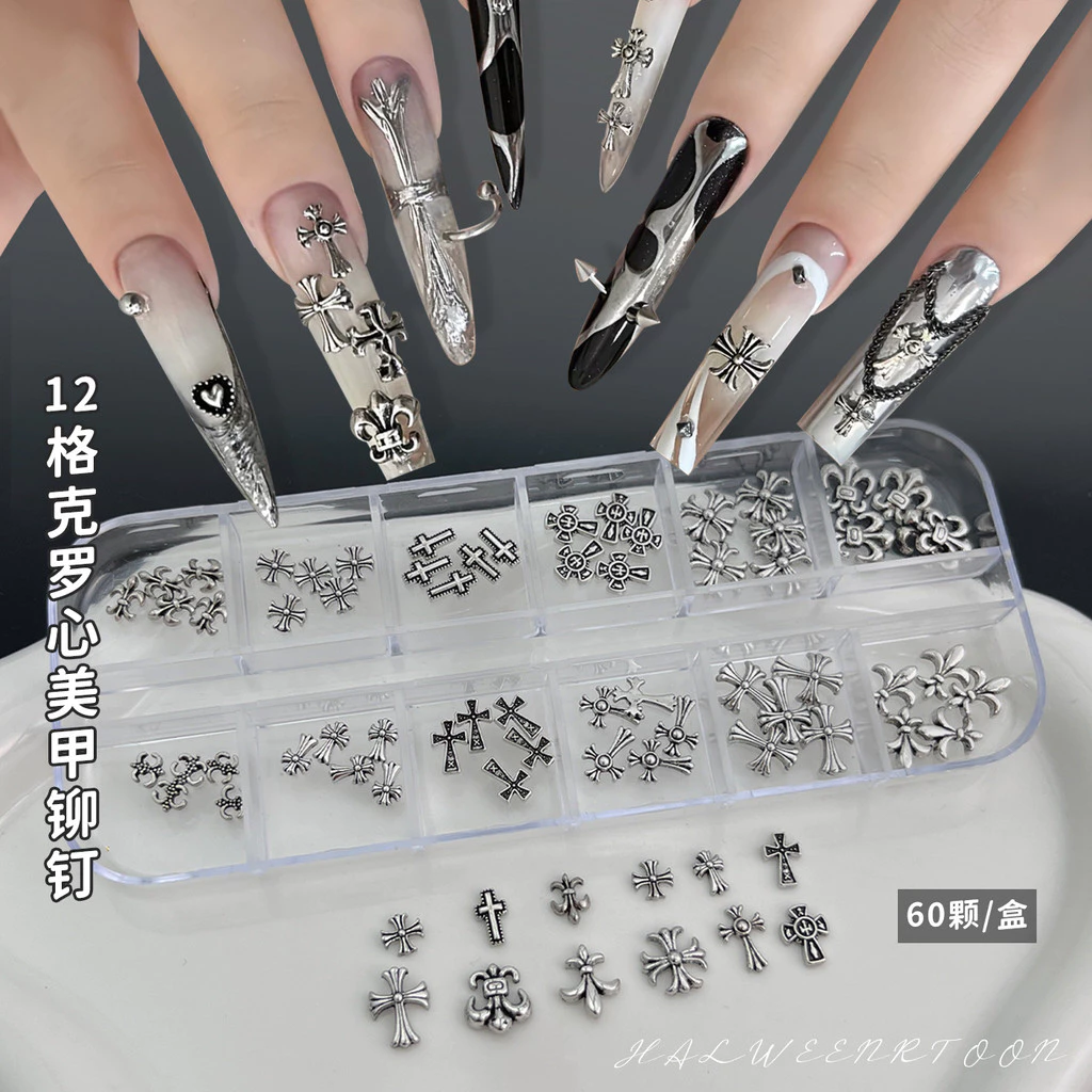 12ตารางดาวสาวร้อนที่ไม่ซ้ํากันหวานเย็นสไตล์อุปกรณ์ทําเล็บชุดข้ามพรมแดนร้อนขายข้ามหมุดโลหะทําเองเล็บเพชรอุปกรณ์ขนาดเล็ก