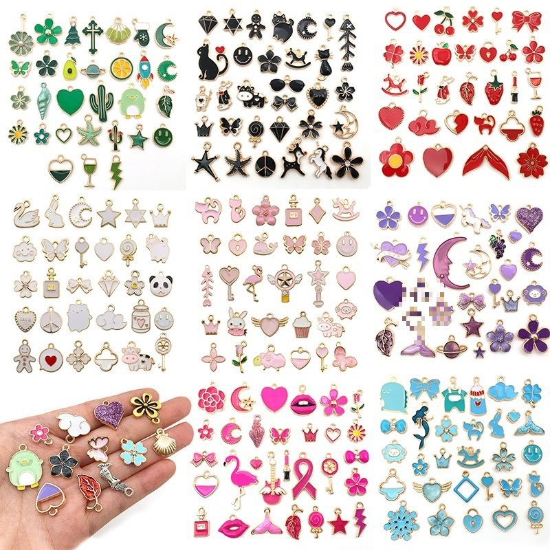 ชุดอุปกรณ์เสริม DIY 30 ชิ้น ปีใหม่ หยดโลหะผสม สำหรับตกแต่งสร้อยข้อมือและสร้อยคอมetallic oil drop accessories