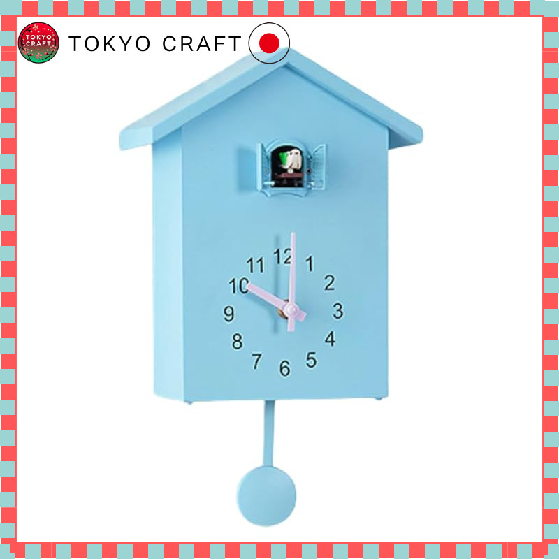 Asdays Cuckoo Wall Clock 2-way Cute Pendulum Analog Clock Table Clock Rhythm (Sky Blue)