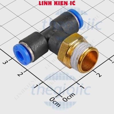 [3 ชิ้น]- PB4-02 T-Threaded Pneumatic Connector 4mm Tube ด้ายภายนอก 12.7 มม., 1/4 นิ้ว Linhkien IC