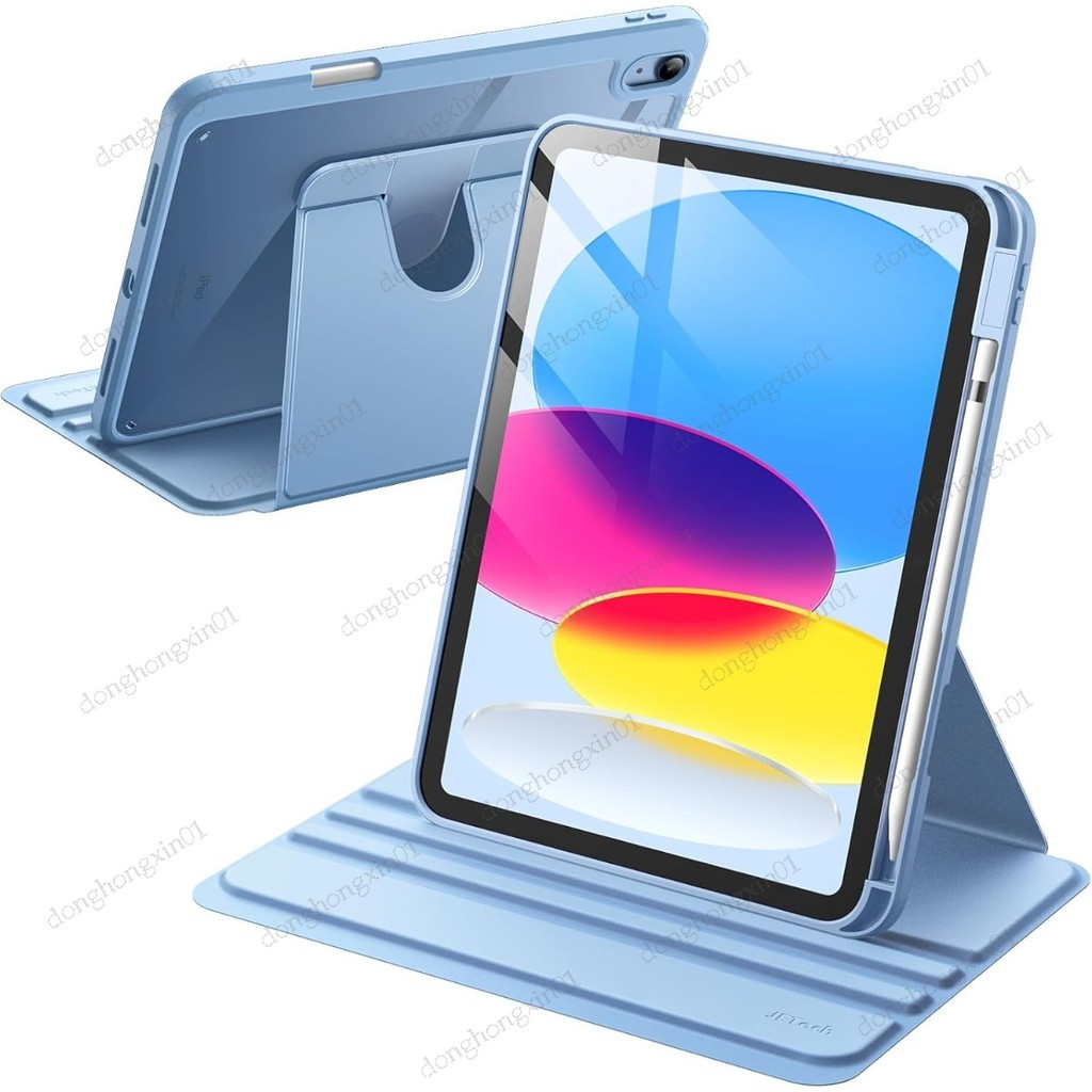 เคสสําหรับ iPad (A16) รุ่นที่ 11/10 (2025/2022) พร้อมที่ใส่ดินสอ, ฝาครอบขาตั้งป้องกันหมุนได้ 360 องศา, ปลุกอัตโนมัติ/นอน