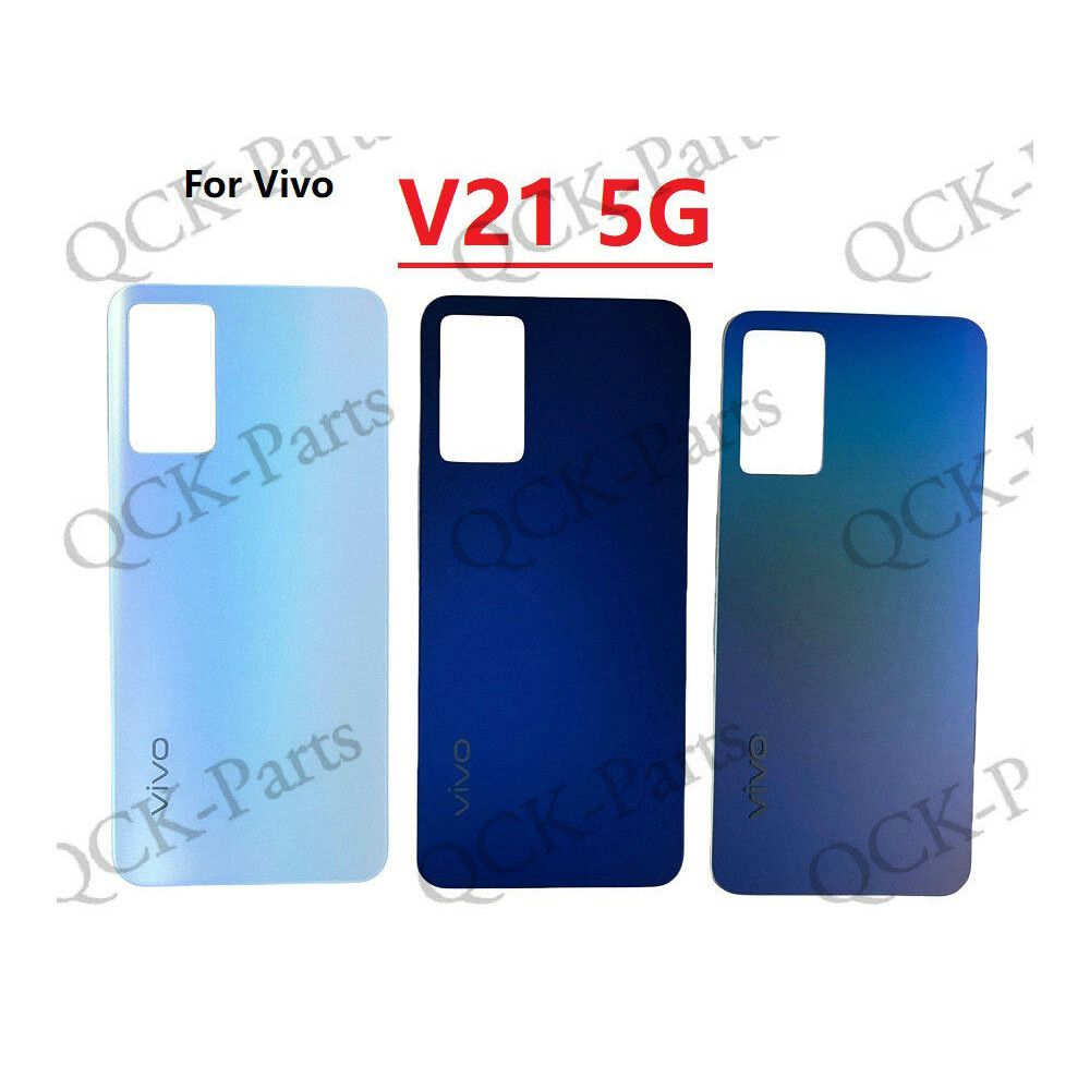 กระจกฝาหลังสําหรับ Vivo V21 5G ฝาหลังแบตเตอรี่ด้านหลังแผงประตูกรณีกรอบเลนส์กล้อง