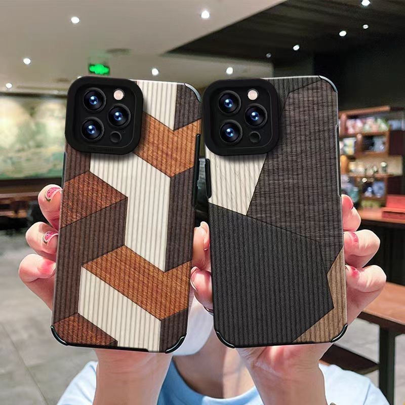 ลายไม้เคสโทรศัพท์เหมาะสําหรับApple 14/13PromaxiPhone12/11 Soft Shell Xrกันกระแทกรวมทุกอย่าง7/8P Simple Xs15/16Promaxหนังแกะนุ่มรวมทุกอย่าง