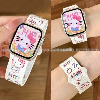 สายซิลิโคนลายน่ารักเหมาะสําหรับ iWatch 49/46/45/44/42/41/40/38mm สายแม่เหล็กเหมาะสําหรับสมาร์ทวอทช์ 10/9/8/7/6/5/SE/4/3/2/1