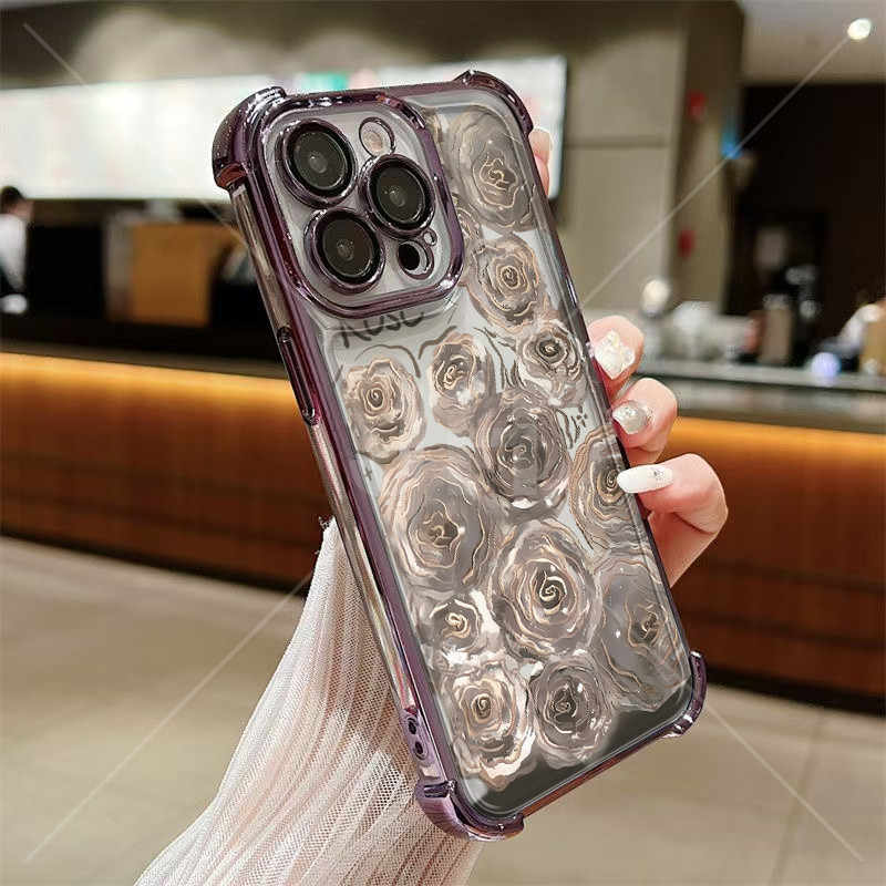 เคส VIVO V50 Lite 5G V40 Lite 5G V20 SE V29E 5G V23E V20 V25 V25E V30E V50 V50E 5G V11i S1 V21E กรณีสี่มุมโปร่งใส rose ห่อ - รูปที่ 2