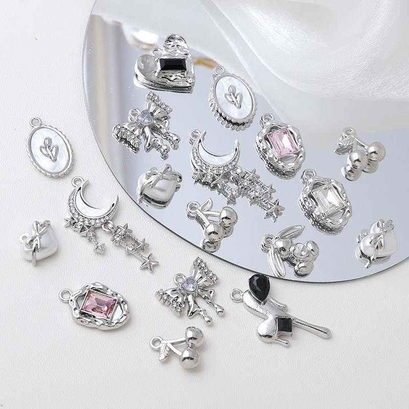 ใหม่สไตล์จีนโลหะผสมหวานเย็นสไตล์หัวใจรักโบว์จี้ ทําเอง เครื่องประดับทําด้วยมือสร้อยข้อมือสร้อยคอต่างหูอุปกรณ์เสริม