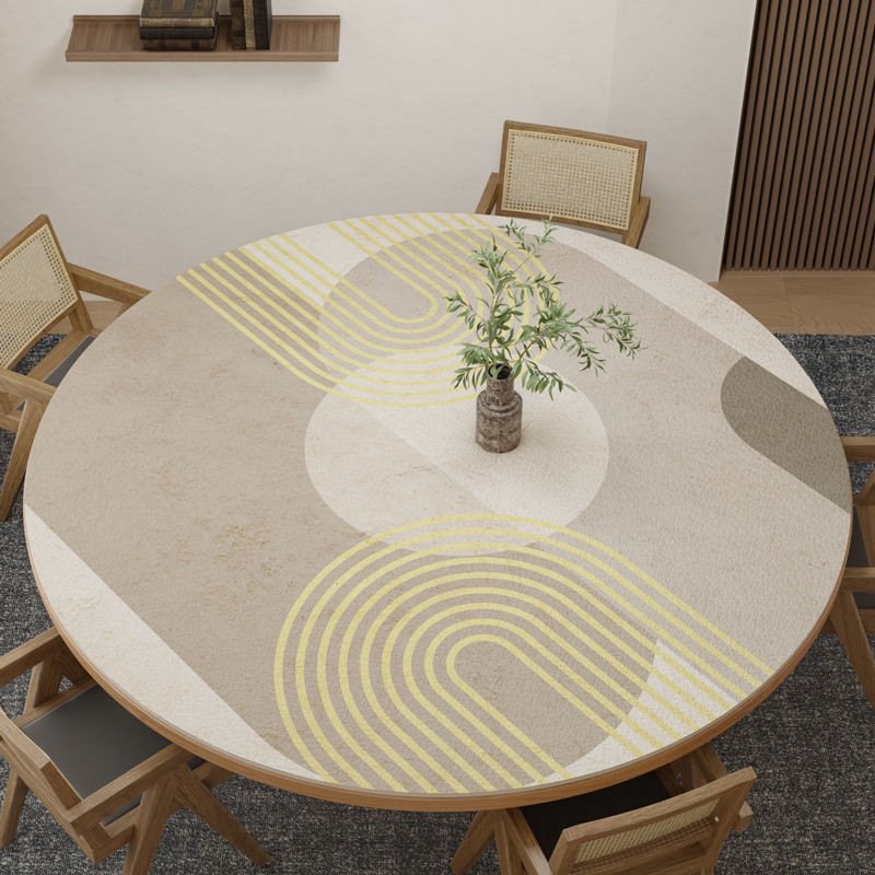 แผ่นรองโต๊ะหนังทรงกลมสไตล์โมเดิร์นไม่มีล้างกันน้ําและกันน้ํามันผ้าปูโต๊ะทรงกลมในครัวเรือน - รูปที่ 3