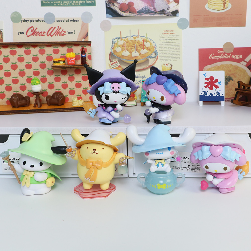 สถานที่ท้องถิ่น 6 ชิ้น/เซ็ต Kuromi Sanrio Magic Story Unicorn การ์ตูนตุ๊กตาของเล่นเค้ก Topper เค้กตก