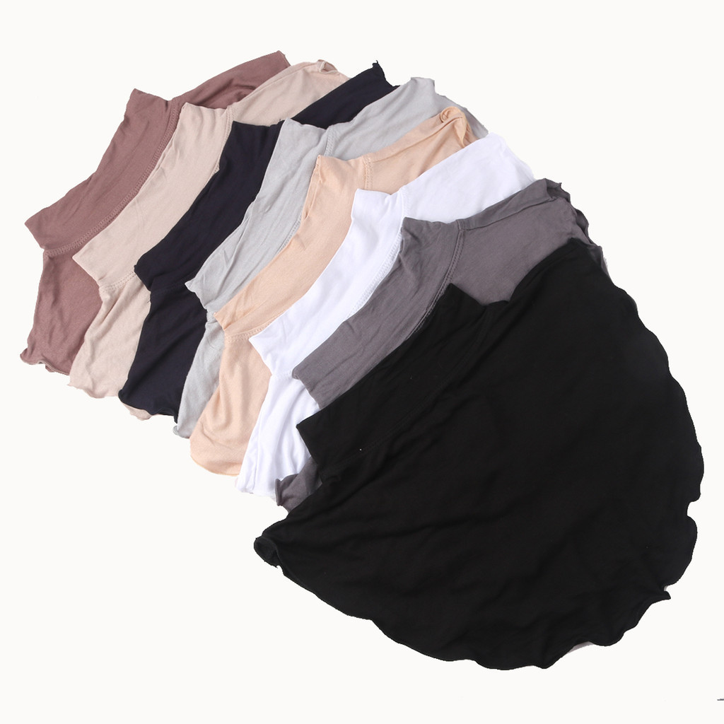 อิสลามฮิญาบส่วนขยายสตรีกิริยาคอเต่าปกปลอมสีทึบม็อกคอครึ่งด้านบนเสื้อที่ถอดออกได้ฮิญาบคออุ่น