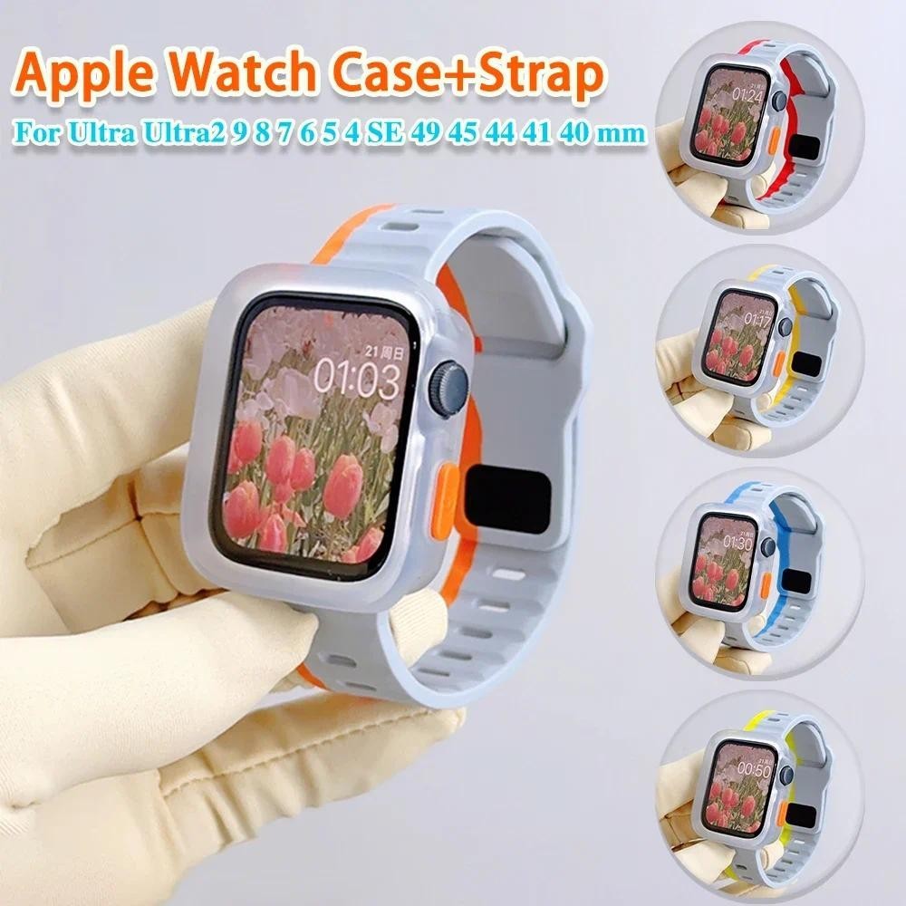 กรณี + สายซิลิโคนสร้อยข้อมือและฝาครอบสําหรับ Apple Watch Ultra 2 49 มม.44 มม.40 มม.45 มม.41 มม.I Watch Series 8 9 7 6 SE 5 4 - รูปที่ 2