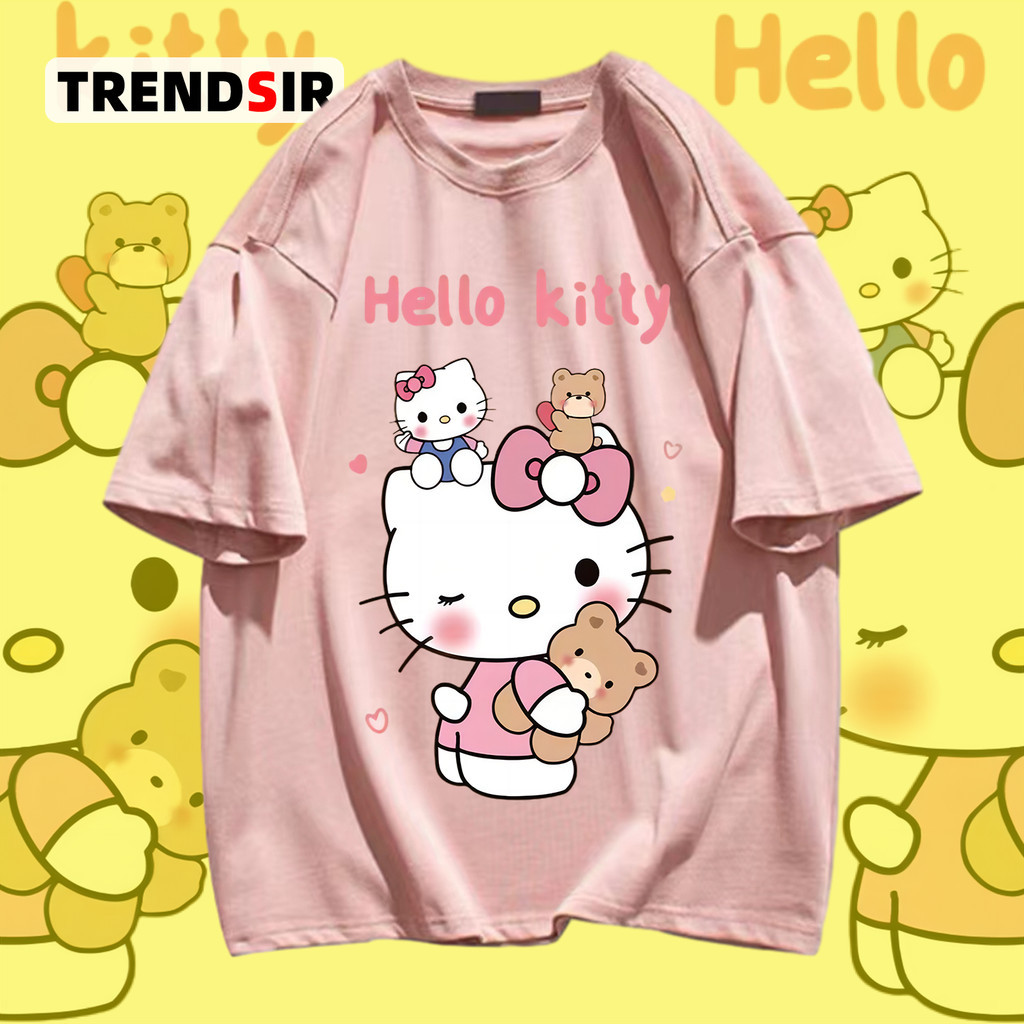 TrendSir💗พร้อมส่ง💗เสื้อยืด เสื้อยืดแขนสั้น Sanrio Hello Kitty หลวม😍100% Cotton 9สี M-3XL