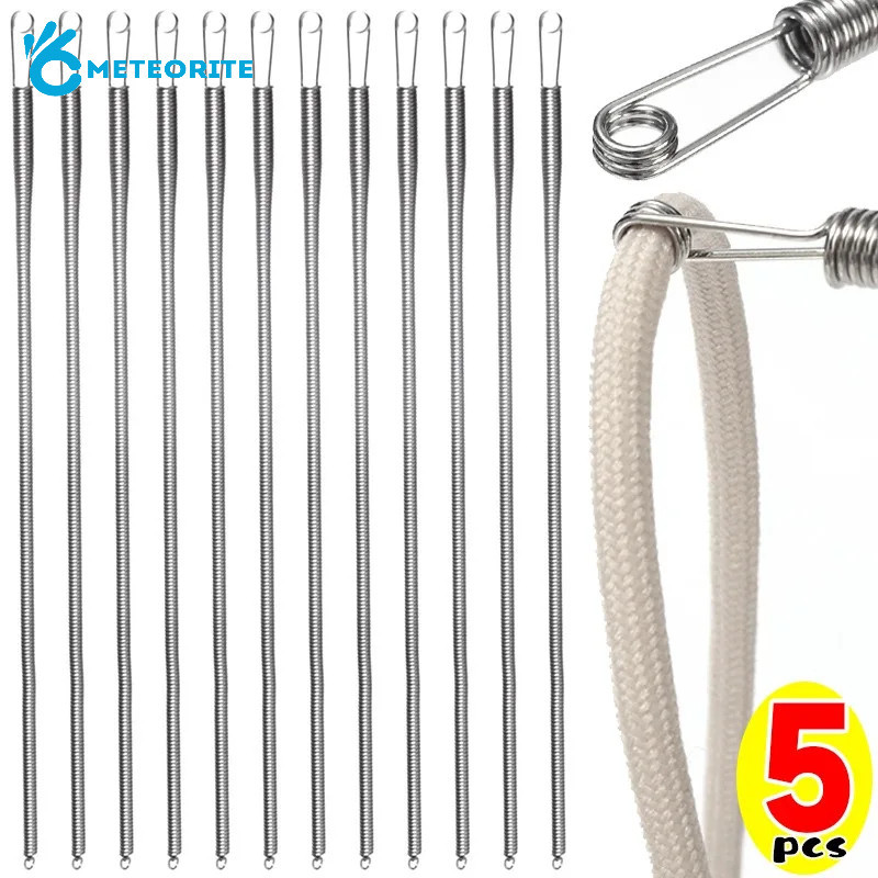 5 ชิ้นอัพเกรดยืดหยุ่นสปริงเหล็กเชือก Threaders - เข็มขัดปฏิบัติสะดวกสายรัดด้าย - คู่มือเชือกยืดหยุ่นเย็บผ้าบ้าน