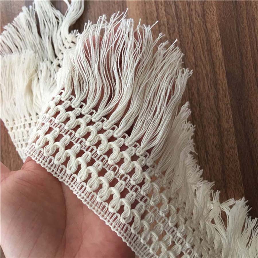 2yards ลูกไม้พู่ริบบิ้นผ้าฝ้าย Tassels ตัด Fringes พู่ลูกไม้สําหรับเย็บเตียงเสื้อผ้าผ้าม่าน DIY อุปกรณ์เสริม