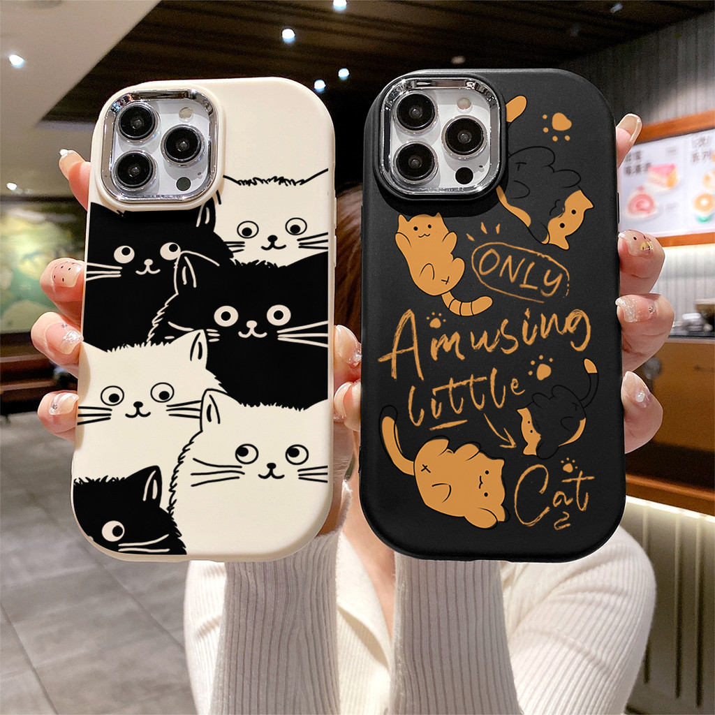 SAMSUNG เคสโทรศัพท์สําหรับSamsung A05 A12 A54 A14 A03 A11 A15 A52 A50 A10s A34 A10 A04 A20s A51 A53 A24 A23 A52S A31 A21s A30 A33 A32 A04E A03S A05S A20 A22 A13 A50S A04S A02S A30S M12 M32 A25 เลนส์การ์ตูนTPUฝาครอบโลหะน่ารัก
