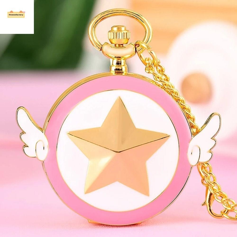 Fitnessfactory SAILOR MOON นาฬิกาพกแบบพกพาสไตล์ญี่ปุ่นน่ารัก Wings Star การ์ตูน Rhinestone สร้อยคอคร