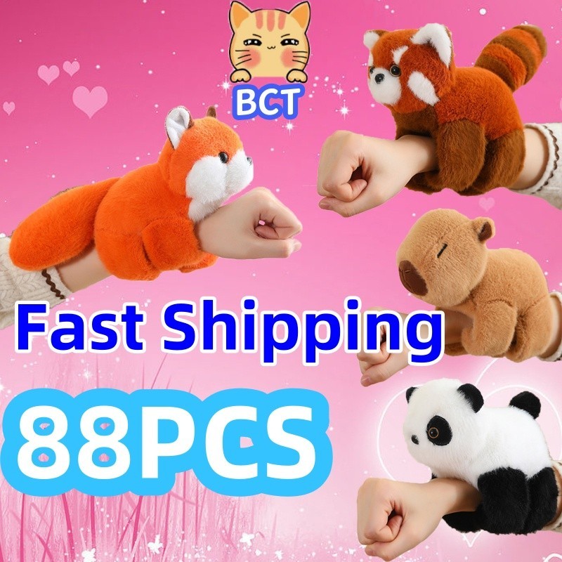 Bct ⚡️ร้อน⚡️Capybara Plush Red Panda Fox Clap วงกลม Slap Snap Wrap สายรัดข้อมือสร้อยข้อมือน่ารัก Cap