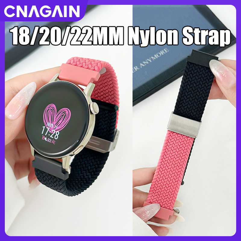 Cnagain 18 มม.20 มม.22 มม.สมาร์ทนาฬิกา Creative สองสี Breathable สายรัดข้อมือไนลอน,โลหะหัวเข็มขัดถัก