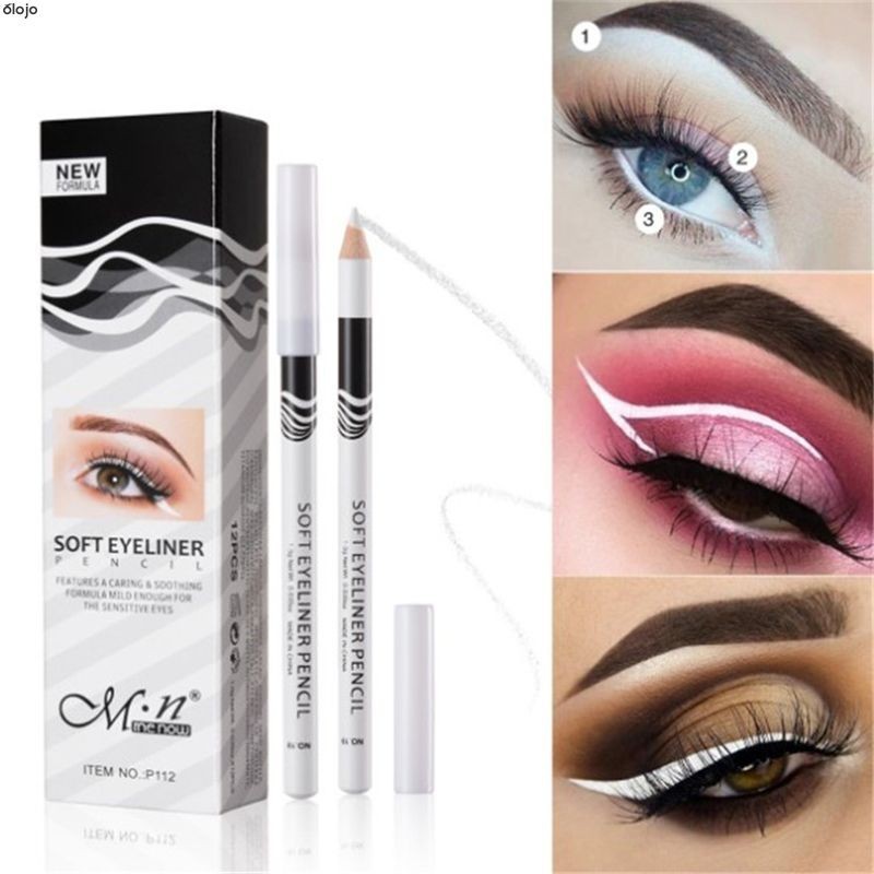 ดินสอเขียนขอบตา แห้งเร็ว สีขาว ปากกาอายไลเนอร์ สีขาว สว่าง กันน้ํา เรียบเนียน ติดทนนาน