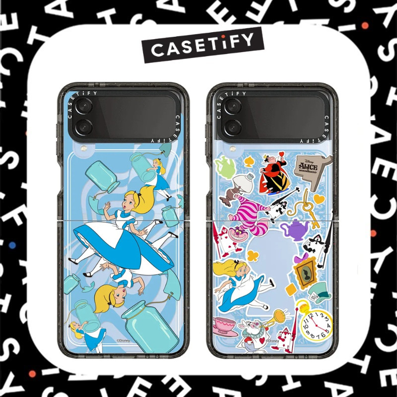 casify กันกระแทก Alice in Wonderland รูปแบบเคสโทรศัพท์สําหรับ Samsung Galaxy Z Flip3 Flip4 Flip5 ฝาค