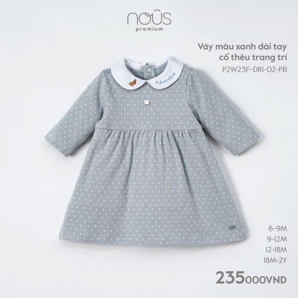 Nous- เดรสแขนยาวสีน้ําเงินคอปกปัก - Nu Pre - 6M 9M 12M 18M - SS23.9
