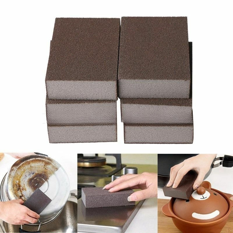พร้อมสต็อก Magic ฟองน้ํายางลบ Carborundum Removing แปรงทําความสะอาดสนิมขจัดคราบตะกรัน Clean Rub สําหรับ Cooktop หม้อฟองน้ําครัว