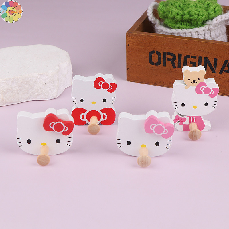 Gogo Kawaii KT Cat Hook No Trace Strong กาวตะขอไม่มี Perforated เสื้อผ้าหมวกตะขอห้องครัวห้องนอนอุปกรณ์ตกแต่ง TH