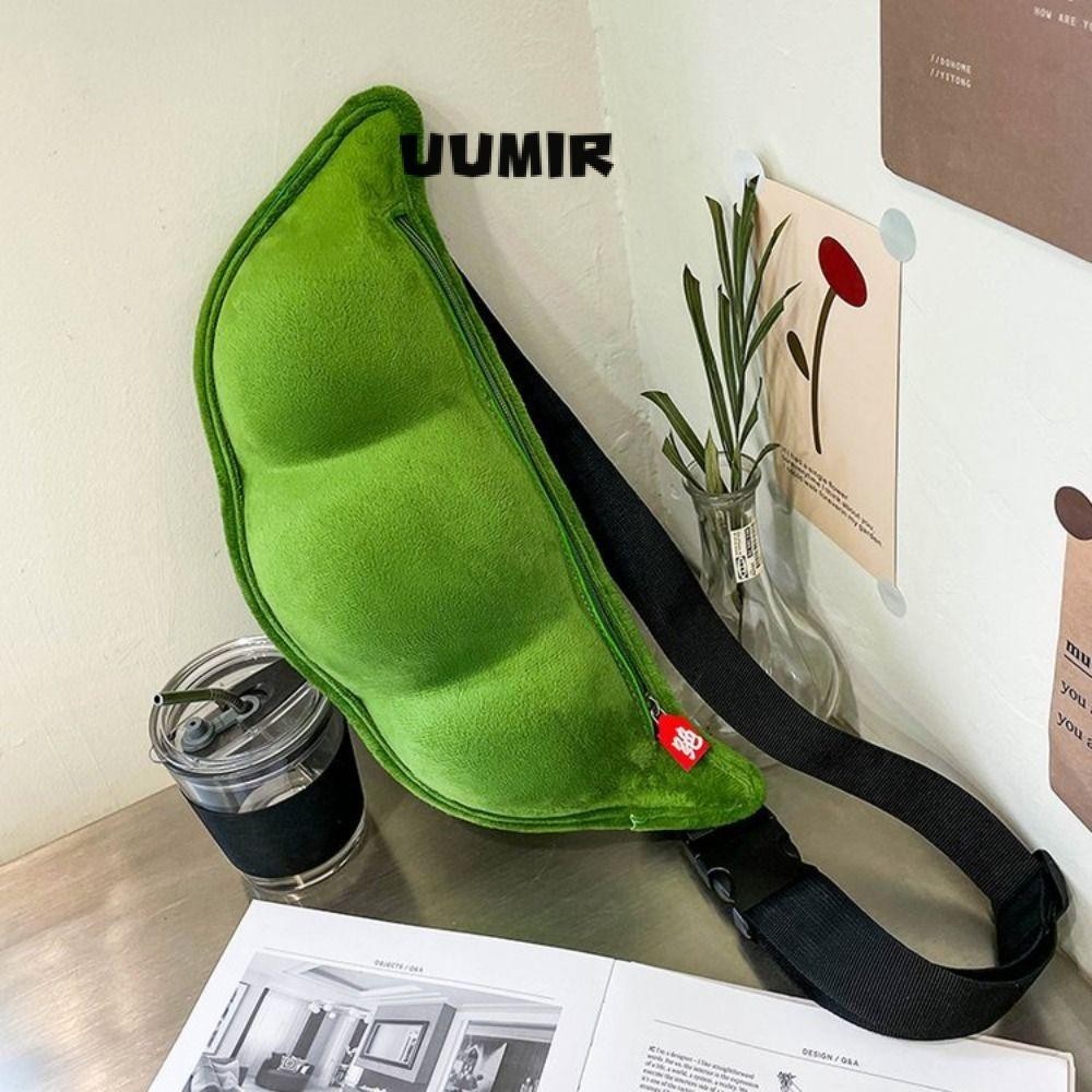 UUMIR  กระเป๋า ผู้สื่อสาร ของผู้หญิงตุ๊กตา,ความจุขนาดใหญ่ถั่วเขียวรูปกระเป๋าสะพาย,ถุงเก็บซิปหวานผู้หญิง