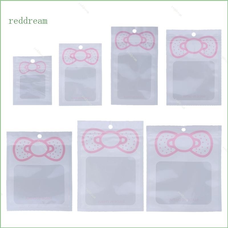 Redd 100 ชิ้น Bowknot Ziplocks กระเป๋า Thicken พลาสติกซีลกระเป๋าสําหรับเครื่องประดับหัตถกรรมเล็บขนตาต่างหู Packagi