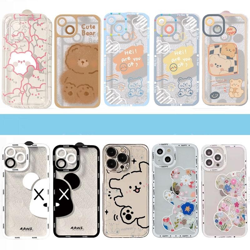 น่ารักหมีรุนแรงเคสโทรศัพท์สําหรับ Samsung Galaxy S24 S23 S22 S21 Plus Ultra S23FE ปลอกการ์ตูนคู่ TPU โปร่งใส Angel Eyes ปกอ่อน