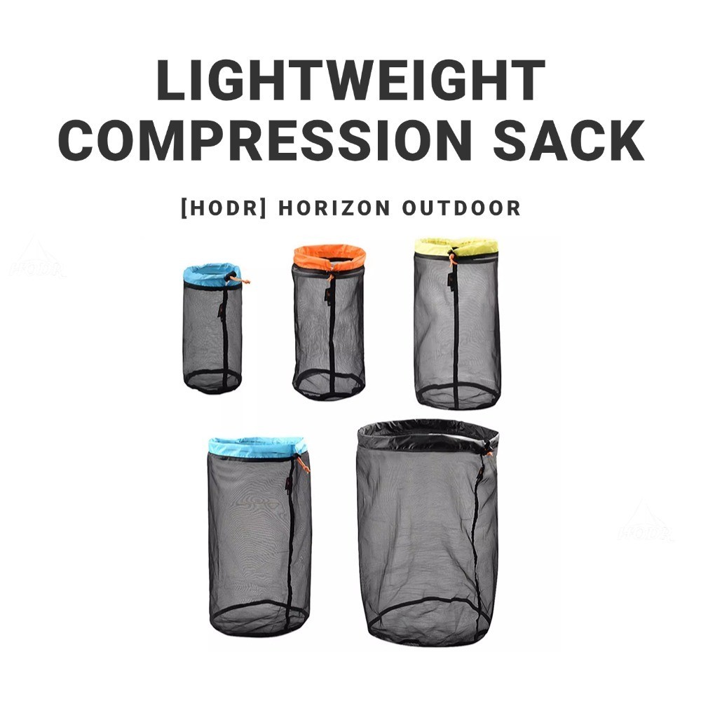 [HODR] กระเป๋าหูรูด กันน้ํา แบบพกพา สําหรับเดินทางกลางแจ้ง Portable Mesh Laundry Organizer Bag - Drawstring Travel Storage Bag - Lightweight De-clautter Tote for Compressed Down Sleeping Bags