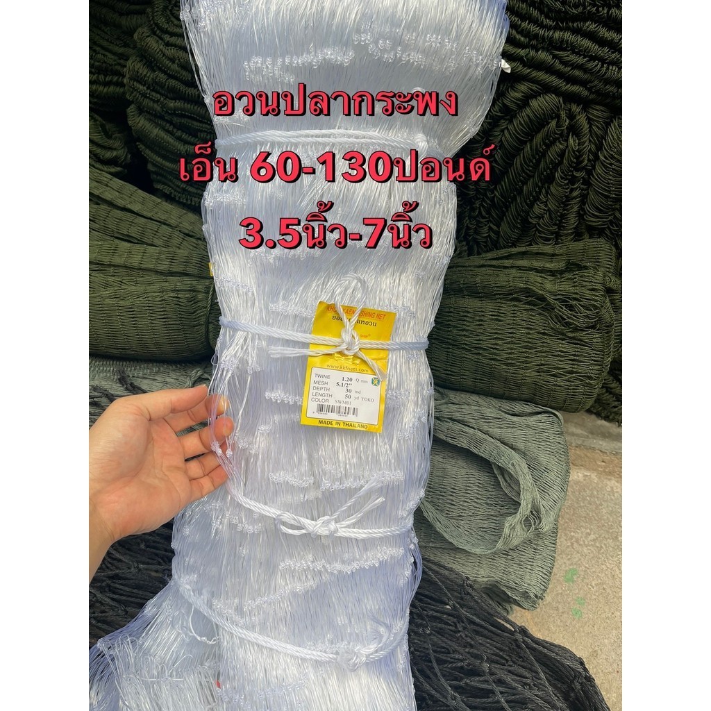 อวนเอ็นดักปลาปลากระพง/ปลาใหญ่เนื้อเปล่า**เอ็น(0.60-130)ยาว50-100เมตร