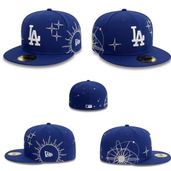 New Era ชายคาแบนโดมสําหรับผู้ชายและผู้หญิง MLB Blue LA เย็บปักถักร้อย Tide Sunshade หมวกเบสบอลแบบปรับได้ไม่ได้