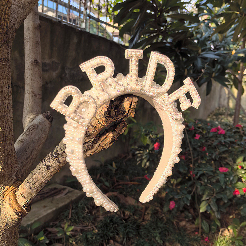 แฟชั่นที่คาดผมเจ้าสาวเกาหลี Elegant Pearl Hairband เครื่องประดับผมงานแต่งงานสําหรับผู้หญิงs