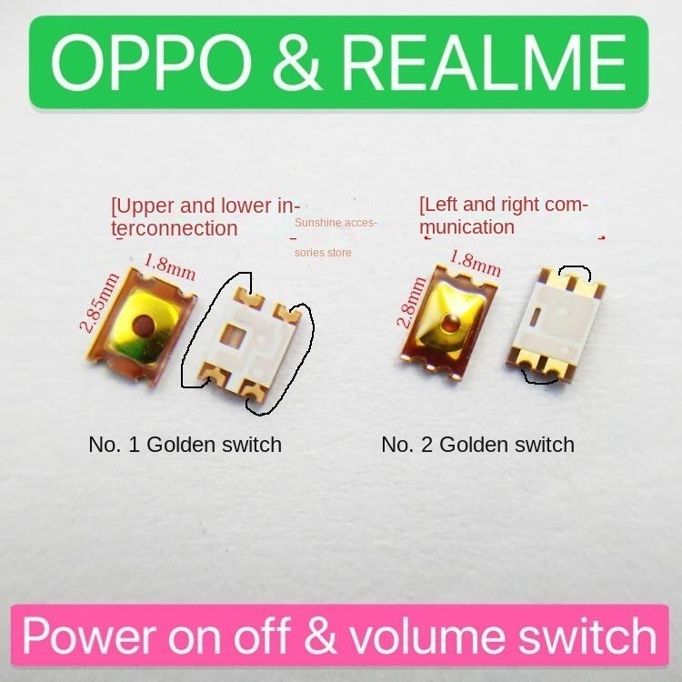 5-50 ชิ้น Oppo และ Realme สวิตช์ไฟและสวิตช์ระดับเสียง สวิตช์ไฟเปิดและปิด