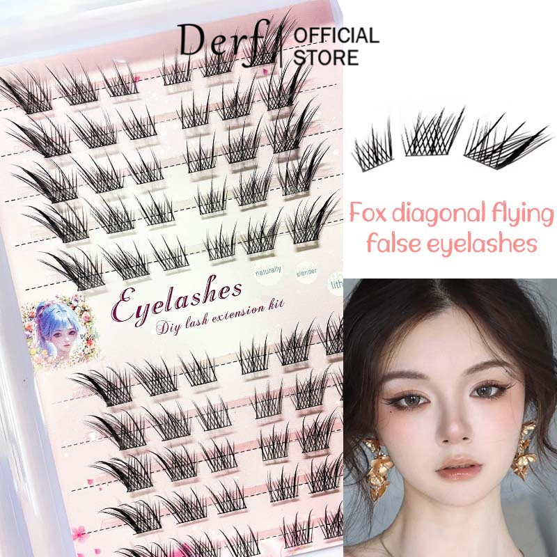 10 แถวขนตาปลอมชุดขนาดใหญ่ความจุคุณภาพธรรมชาติ Fox ขนตาปลอม Segmented Self กาวขนตาปลอม