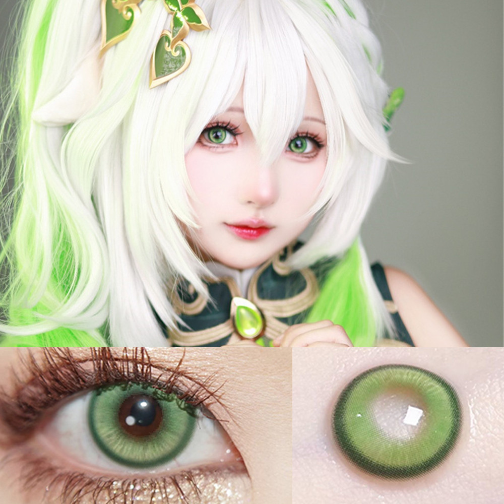 Graded 1 คู่คอสเพลย์คอนแทคเลนส์สีสีเขียวนักเรียน Softlens ฮาโลวีน