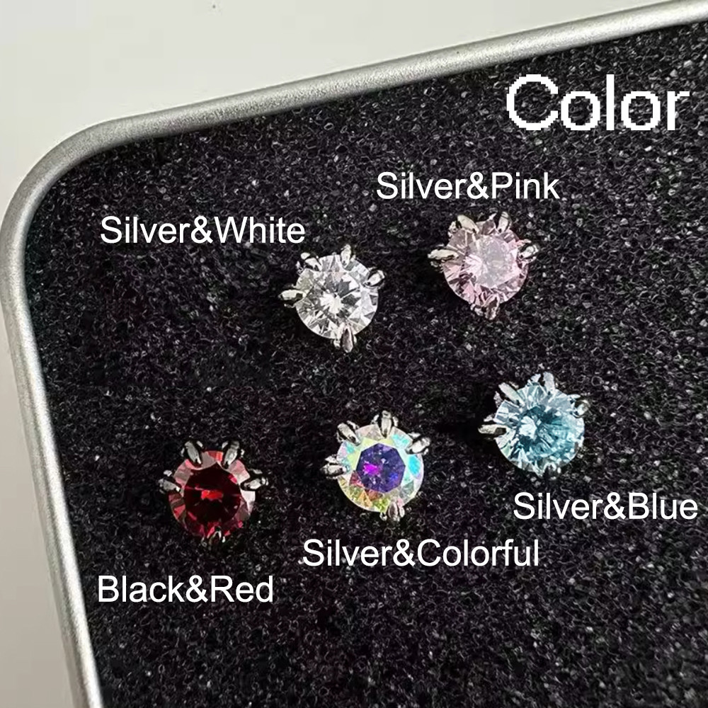 หลายสีเพชรคริสตัลบุคลิกภาพมังกรกรงเล็บหูสตั๊ดผู้หญิงผู้ชายเครื่องประดับแฟชั่นเงินสีดําต่างหูเหล็กไทเทเนียม