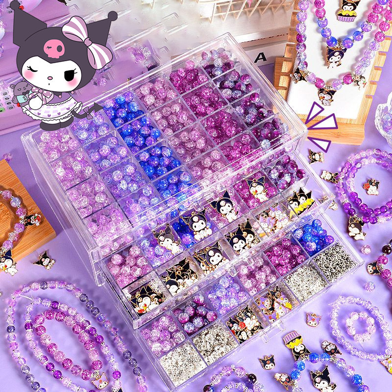 ประดับด้วยลูกปัดมือ DIY ชุดลูกปัด ร้อยลูกปัด diy Sanrio ชุดร้อยลูกปัด เครื่องประดับDIY ชุดหัดร้อยลูกปัด