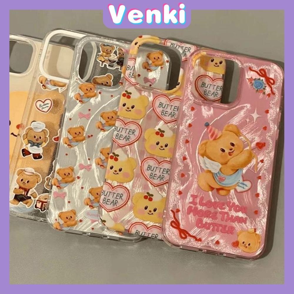 Venki - สำหรับ iPhone 11 15 Pro Max เคส iPhone ขนสีเงินหรูหรา เคสใสแบบโฮโลแกรมเลเซอร์ TPU นุ่ม ลายหมียิงธนูสุดน่ารัก เข้ากันได้กับ iPhone14 13 12 Pro max XS XR 7 8 Plus