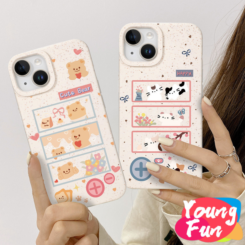 หมีน่ารัก เคส oppo A17 A57 A77 4G A96 A16 A16S A74 A55 A54 4G 5G A33 2020 A52 A72 A92 A15S A31 A12E A3S A9gเป็นมิตรกับสิ่งแวดล้อมฟาง
