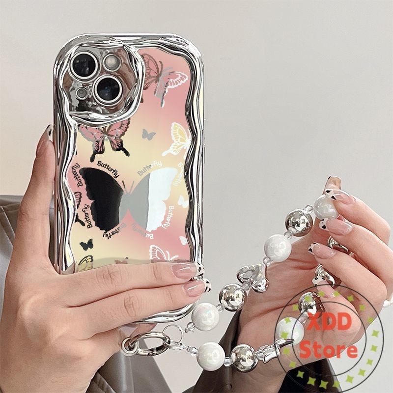 Mirror Casing iPhone 12 Pro Max 11 Pro Max 12 mini Butterfly Phone Case No yellowing Mobile Phone Case With Bracelet