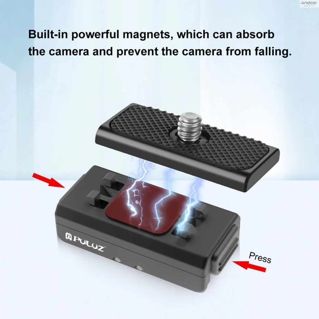 Puluz PU965B Magnetic Quick Release Mount สําหรับกล้องกีฬาอะแดปเตอร์แม่เหล็กอลูมิเนียมสําหรับ Insta360 Ace/ Ace Pro แม่เหล็กดูดอย่างรวดเร็วถอดฐาน thumbnail 6