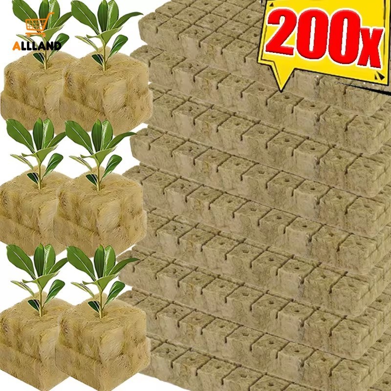 50/100/200pcs ฟองน้ําปลูก Rock Wool Starter Plugs - Hydroponic Grow Media Cubes บ้านเรือนกระจกสวนอุปกรณ์ต้นกล้าบล็อก