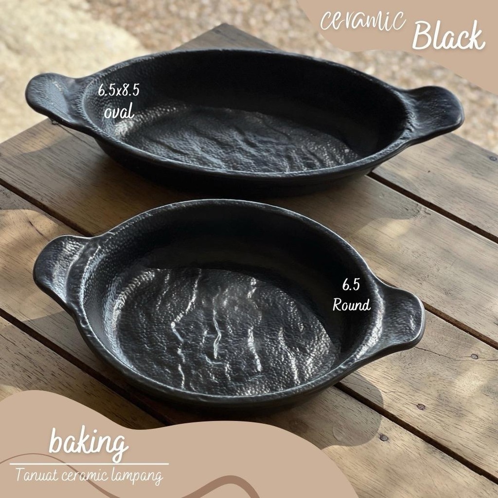 จาน baking มีหูจับ โทนสี Black COLLECTION Wilmax สามารถเข้าไมโครเวฟได้