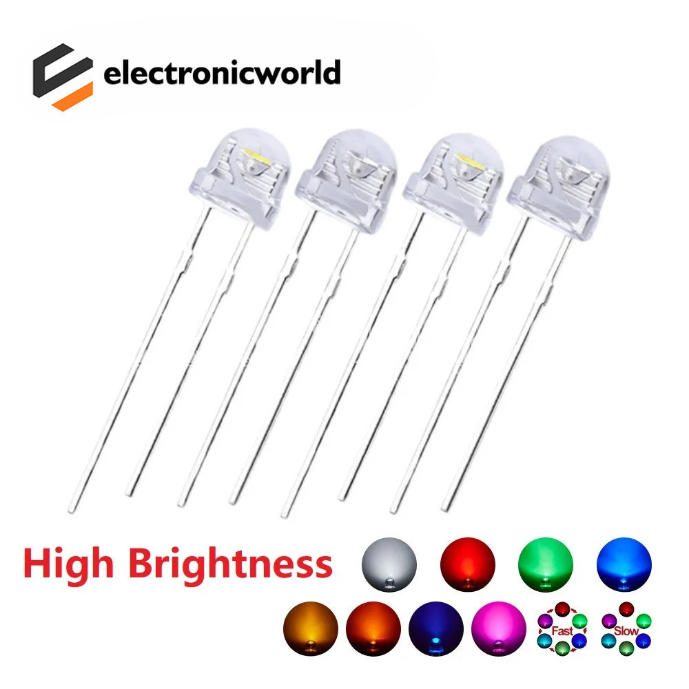 10pcs F5 5 มม.หมวกฟาง LED Emitting Diode Micro Indicator ความสว่างสูงหลอดไฟมุมกว้างโปร่งใส Strawhat