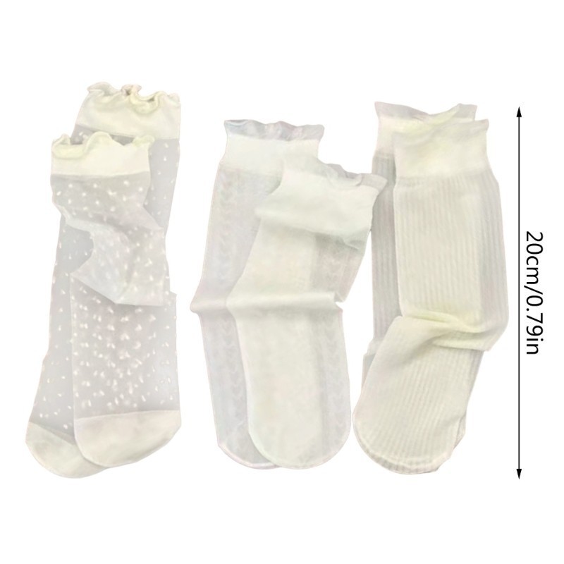 ถุงเท้าผู้หญิงทันสมัย ถุงเท้าผู้หญิงสีทึบ บางและระบายอากาศได้ดี หวานและน่ารัก - รูปที่ 7