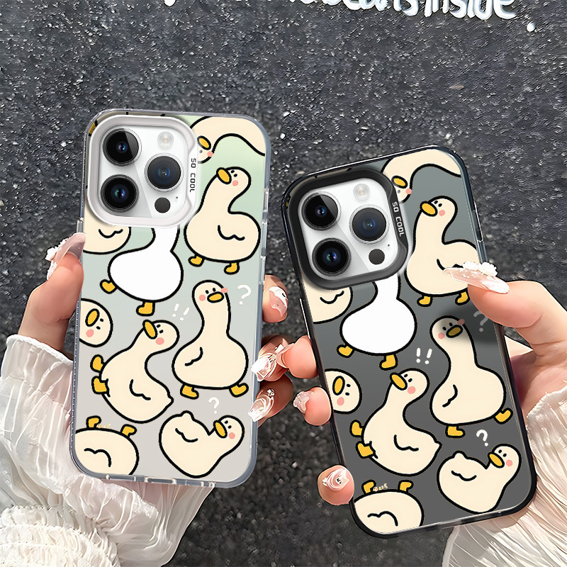 เคสหูฟัง iPhone 11 15 16 Pro Plus Max เคส Case เครื่องหมายคําถามเป็ดเคสโทรศัพท์สําหรับiphone 16 15 14 13 12 11 8 7 Pro Plus Max iPhone X XS XR SE 2