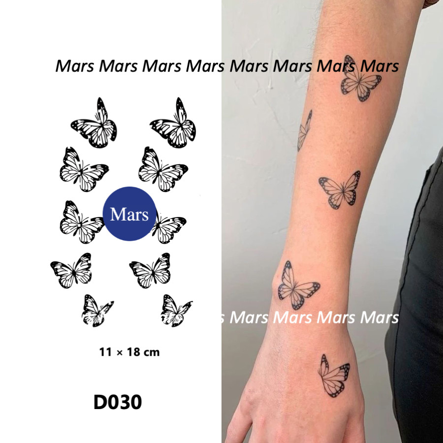 Mars Tattoo NEW Technology Magic ติดทนนาน 2 สัปดาห์ รอยสักกึ่งถาวร ผีเสื้อ รหัส O030