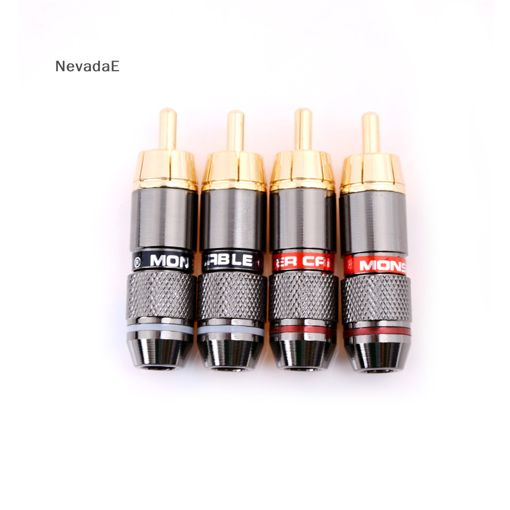 Ne 4 ชิ้น RCA Hi-Fi Gold-Plated ทองแดงชายปลั๊กขั้วต่อเสียง A